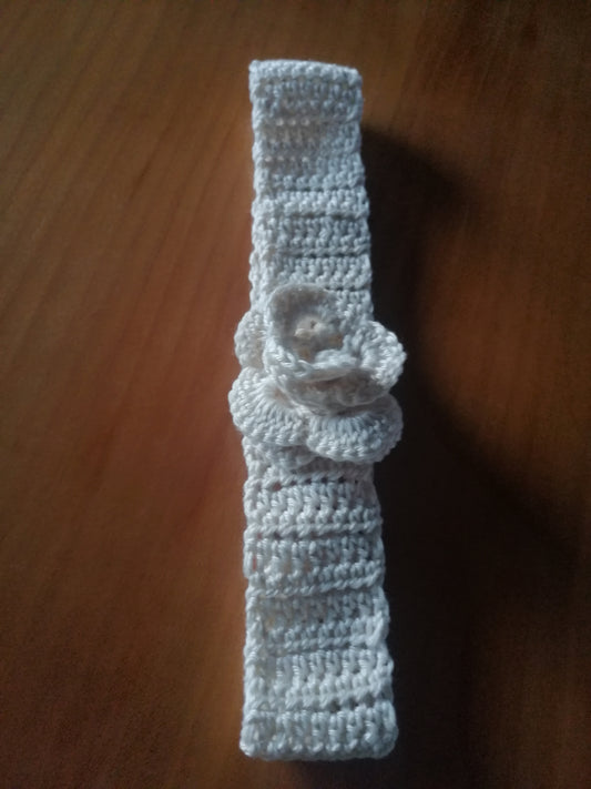 Bandeau fleur beige fait main au crochet