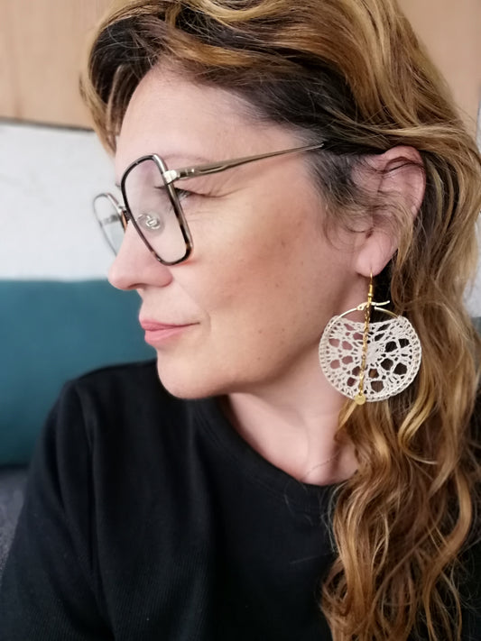 Boucles d'oreilles Soie Blanche