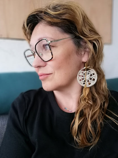 Boucles d'oreilles Soie Blanche