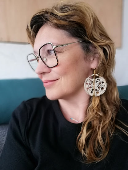 Boucles d'oreilles Soie Blanche