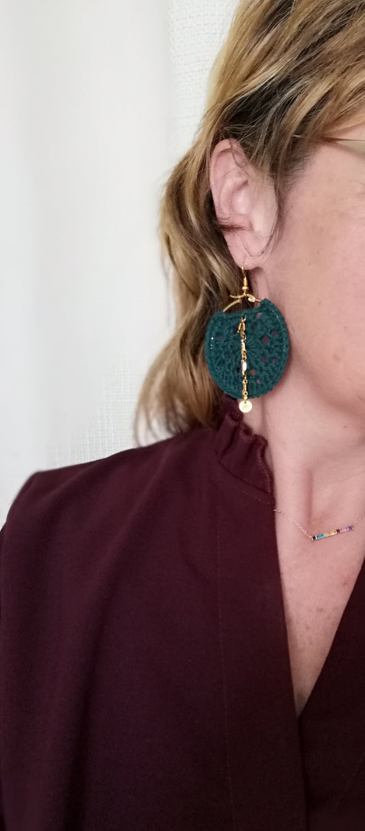 Boucles d'oreilles Bleu canard