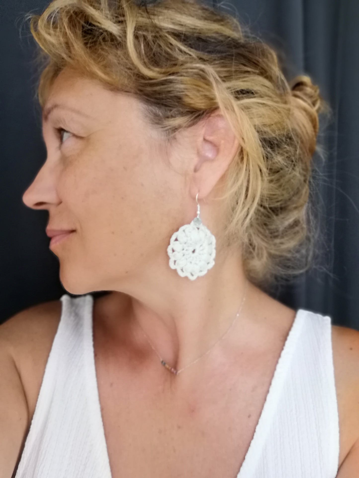 Boucles d'oreilles Fleurs Blanches