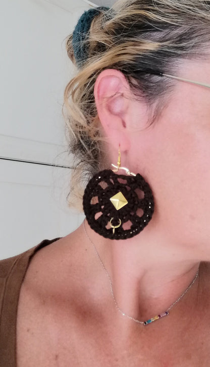 Boucles d'oreilles Marron